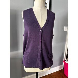 Designer Composition New York purple sleeveless vest 100% Silk Medium